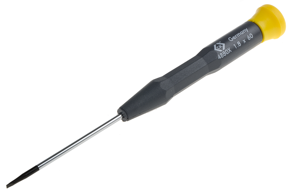 CK Slotted Precision Screwdriver, 1,8 mm Tip, 60 mm Blade, 157 mm Overall