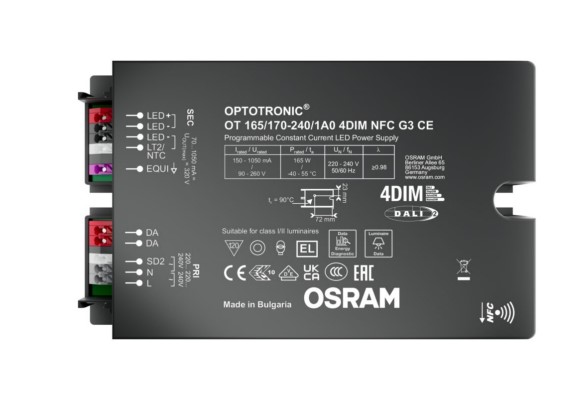 Osram Dimmable LED Driver, 90 → 260V Output, 165W Output, 700mA Output, Constant Current Dimmable