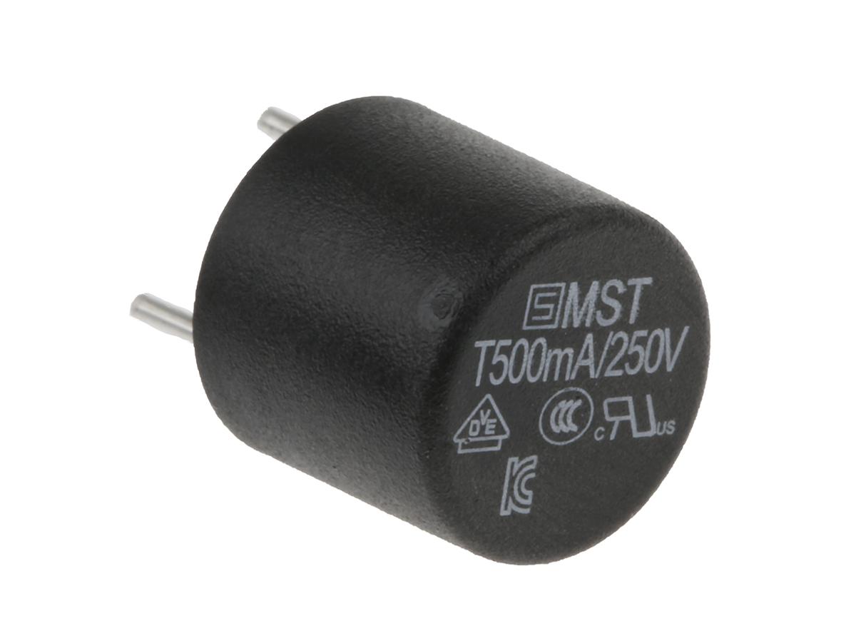 Schurter PC Board Non Resettable Fuse, Radial 500mA, 250V ac
