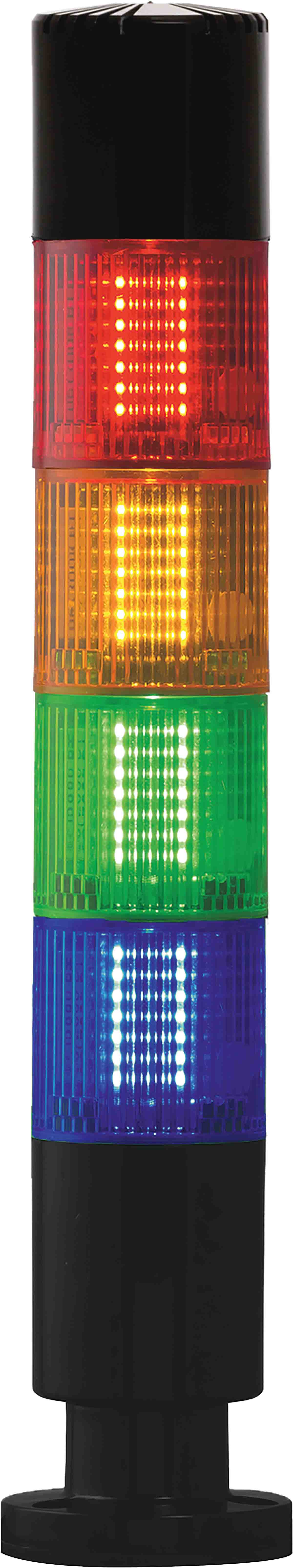 RS PRO Red/Green/Amber/Blue Buzzer Signal Tower, 4 Lights, 24 V, Screw Mount