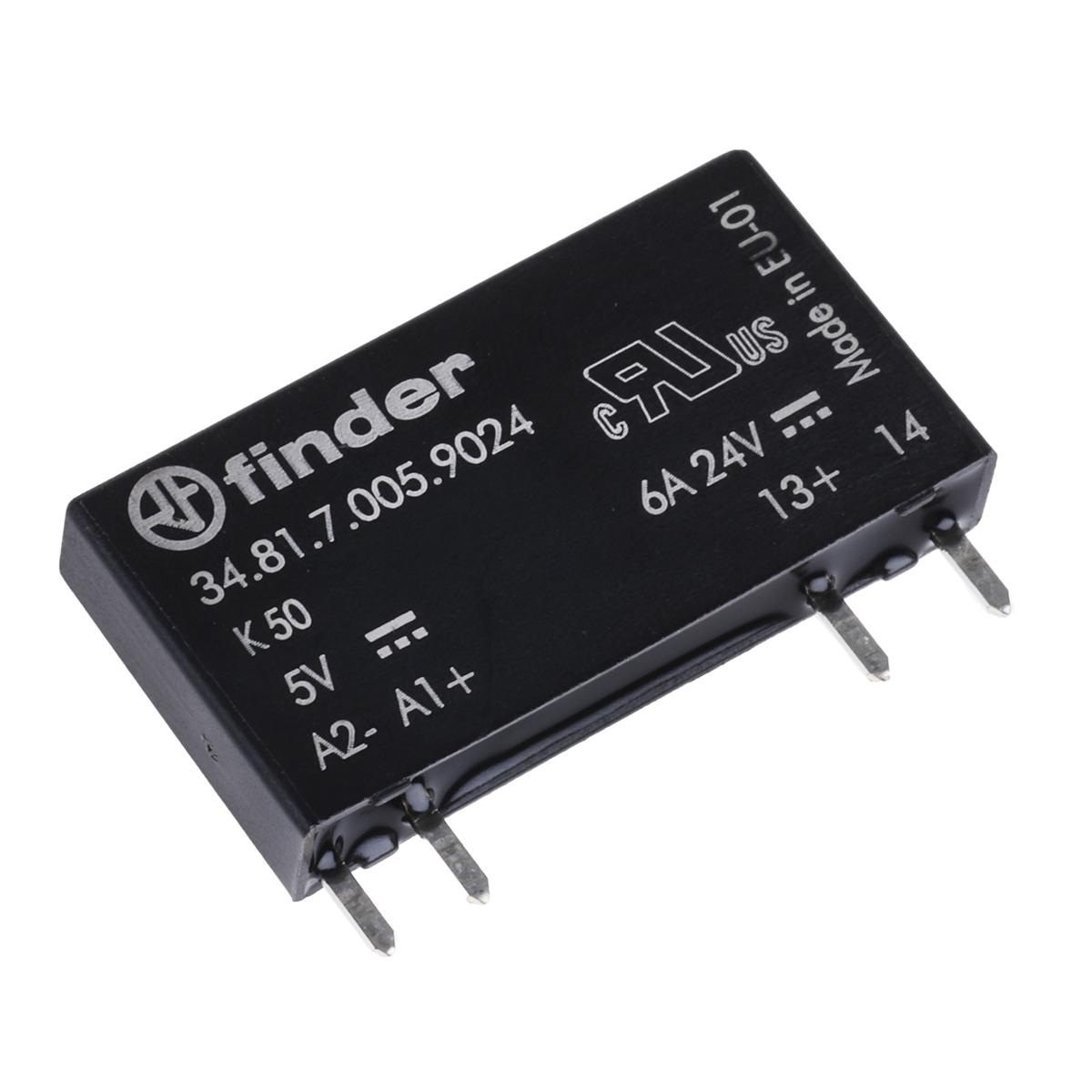 Finder 34 Series Solid State Relay, 6 A Load, PCB Mount, 24 V dc Load, 12 V Control
