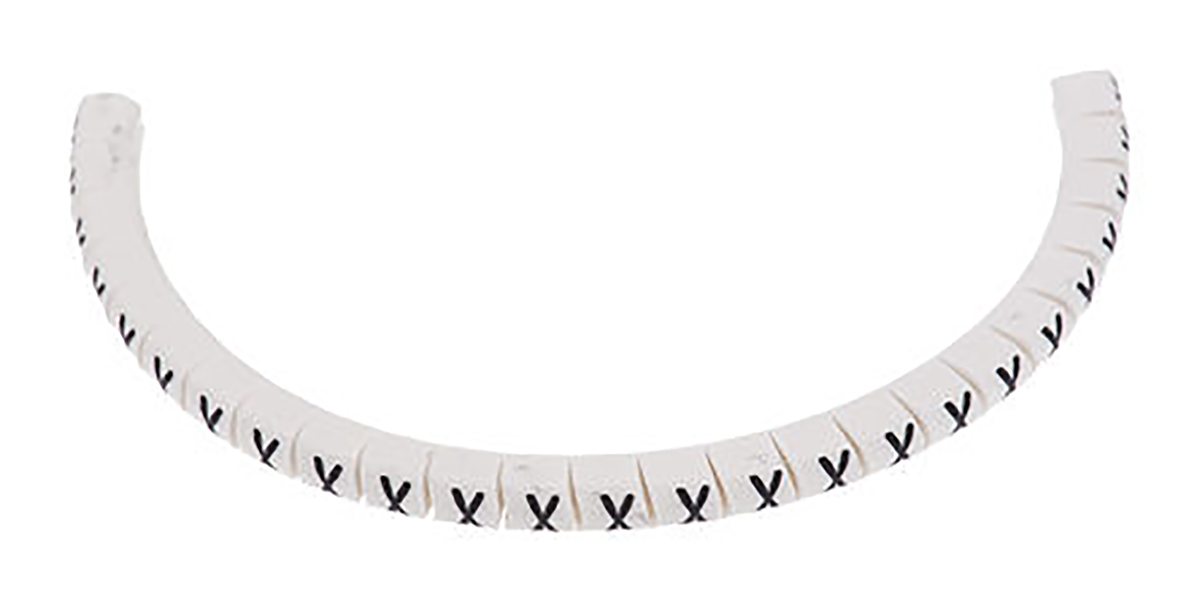 HellermannTyton Helagrip Slide On Cable Markers, Black on White, Pre-printed "X", 2 → 5mm Cable, 901-10449