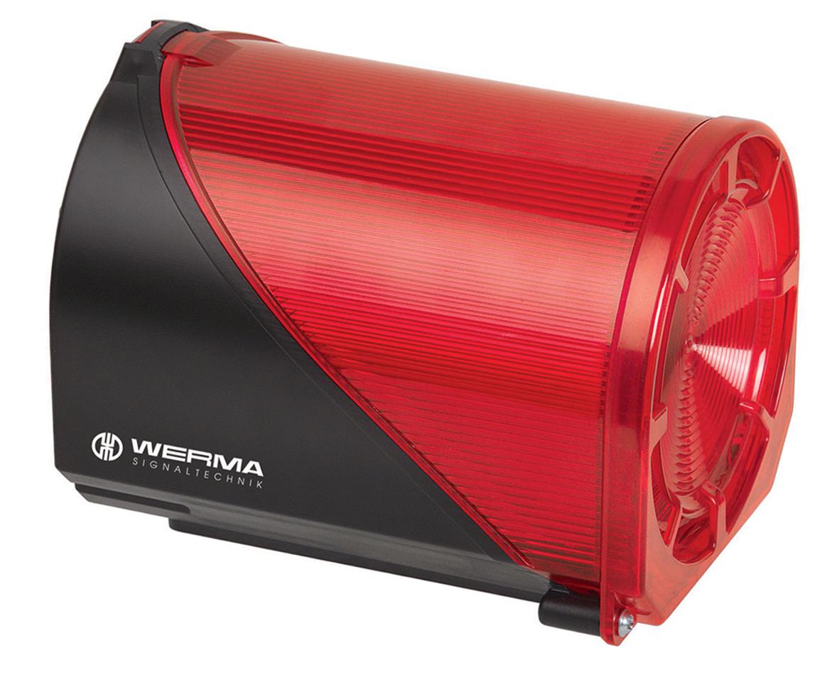 Werma 444 Series Red Sounder Beacon, 230 V, IP65, Base Mount, Wall Mount, 98dB at 1 Metre