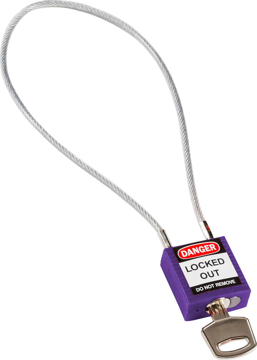 Brady Purple 1-Lock Rugged Reinforced Nylon Body with Sheathed Steel Cable Keyed Padlocks & Safety Padlocks, 4.7mm