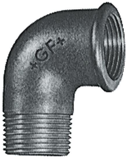 Georg Fischer Black Oxide Malleable Iron Fitting, 90° Elbow, Male BSPT 1/2in to Female BSPP 1/2in