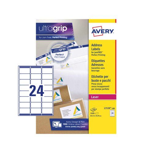 Avery White Adhesive High Visibility Label Sheet, Pack of 100Sheets