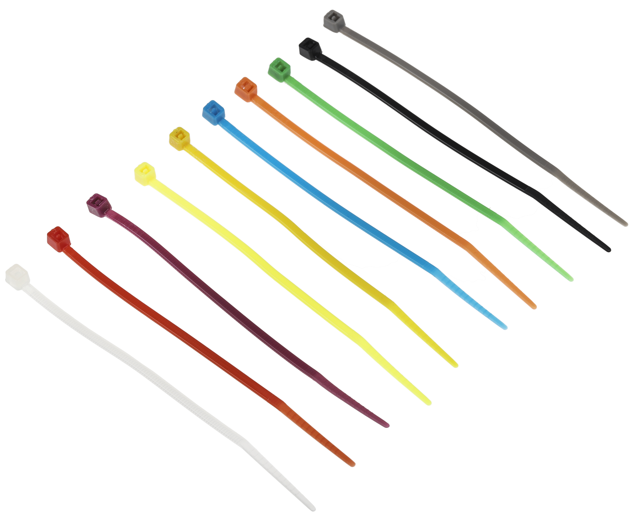 RS PRO Cable Tie, 100mm x 2.5 mm, Assorted Nylon, Pk-1000
