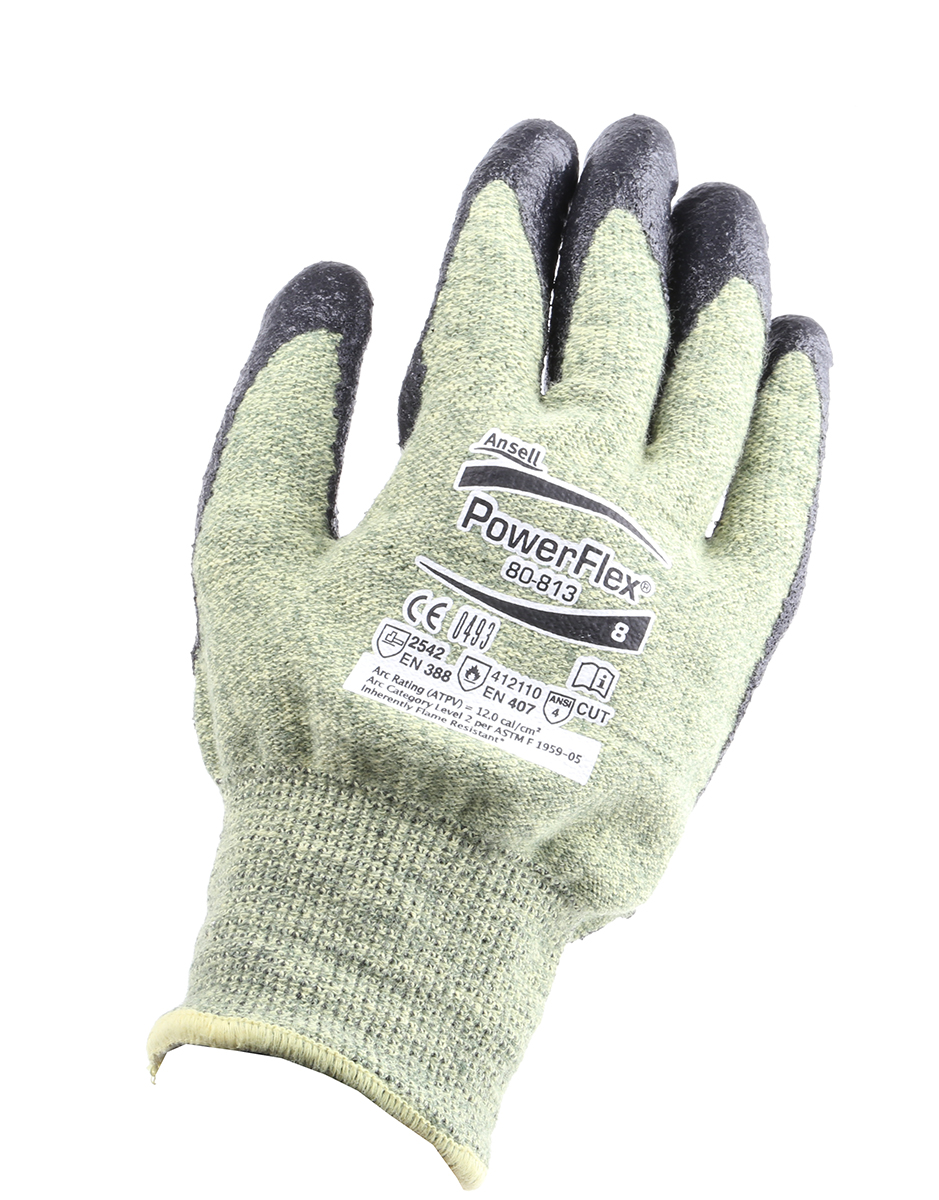 Ansell ActivArmr Green Kevlar Work Gloves, Size 8, Neoprene Coating