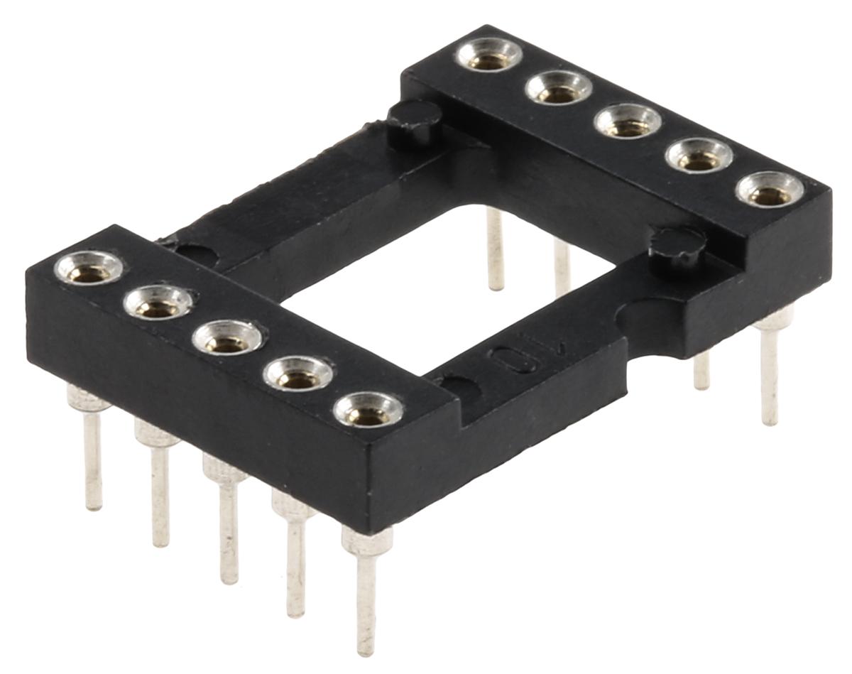 Preci-Dip 2.54mm Pitch Vertical 10 Way, Through Hole Turned Pin Open Frame IC Dip Socket, 1A
