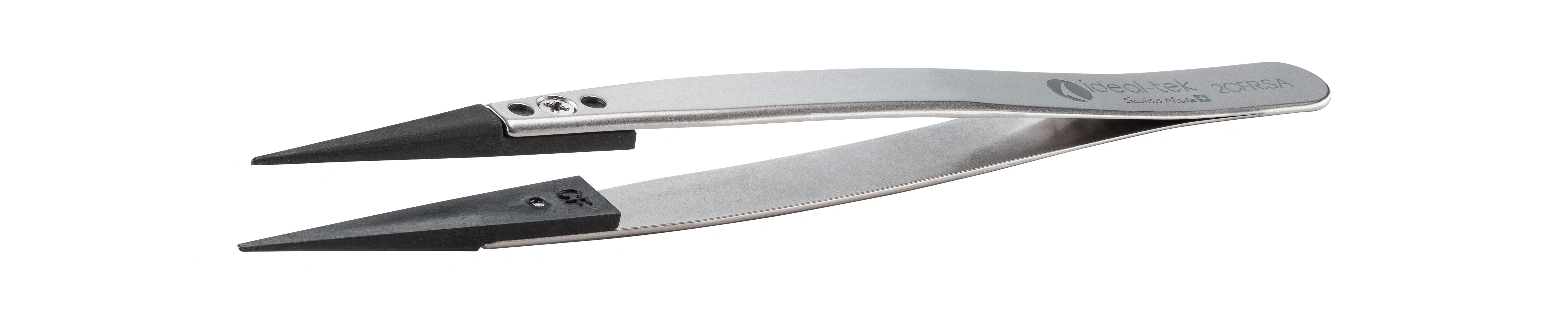 ideal-tek 130 mm, PA66/CF30 (Tip), Stainless Steel (Body), Flat; Rounded, ESD Tweezers