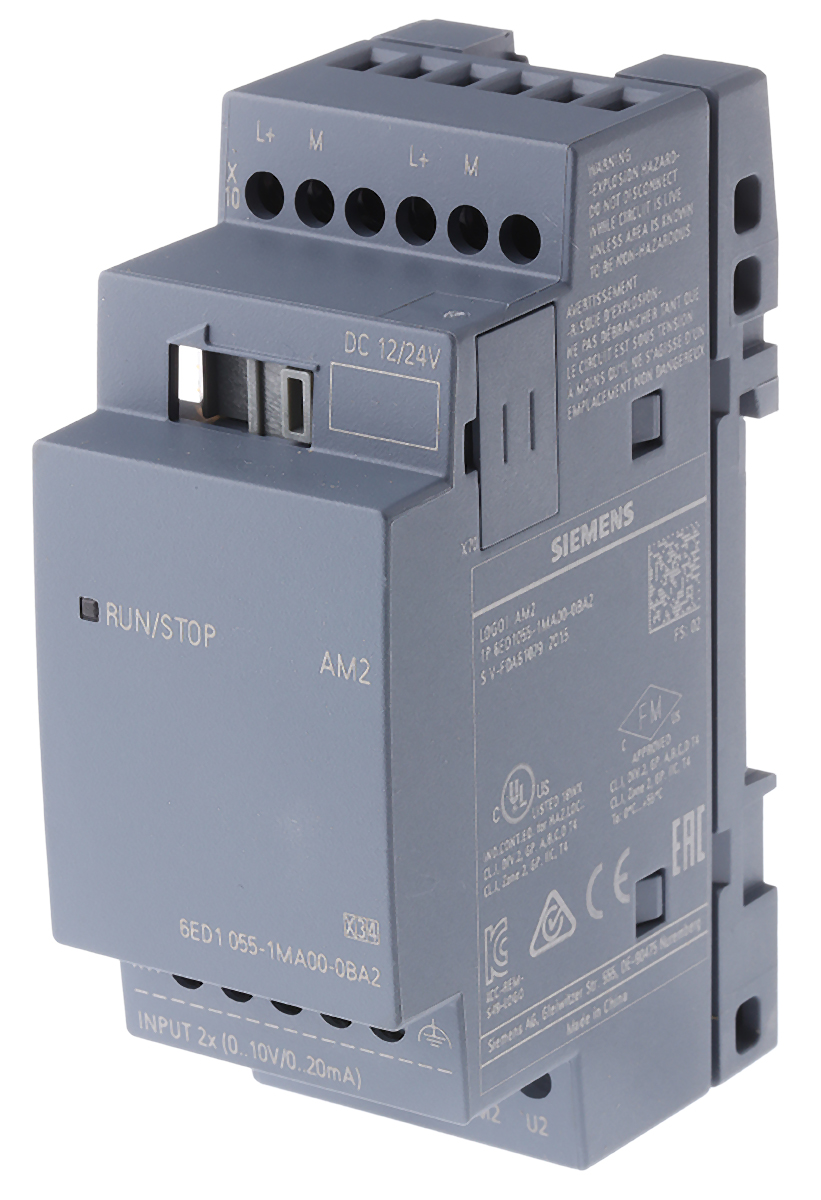 Siemens LOGO! Series I/O module for Use with LOGO! 8, LOGO! 8.2, 12 → 24 V dc Supply, 2-Input, Analogue Input