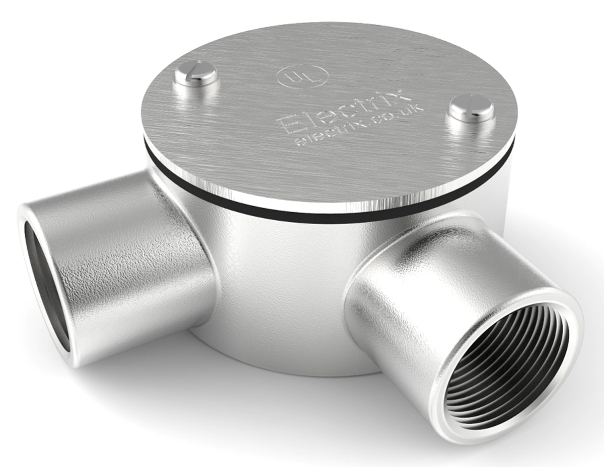 RS PRO Angle Box, Conduit Fitting, 20mm Nominal Size, 1.5mm, 316 Stainless Steel, Silver IP67 rating