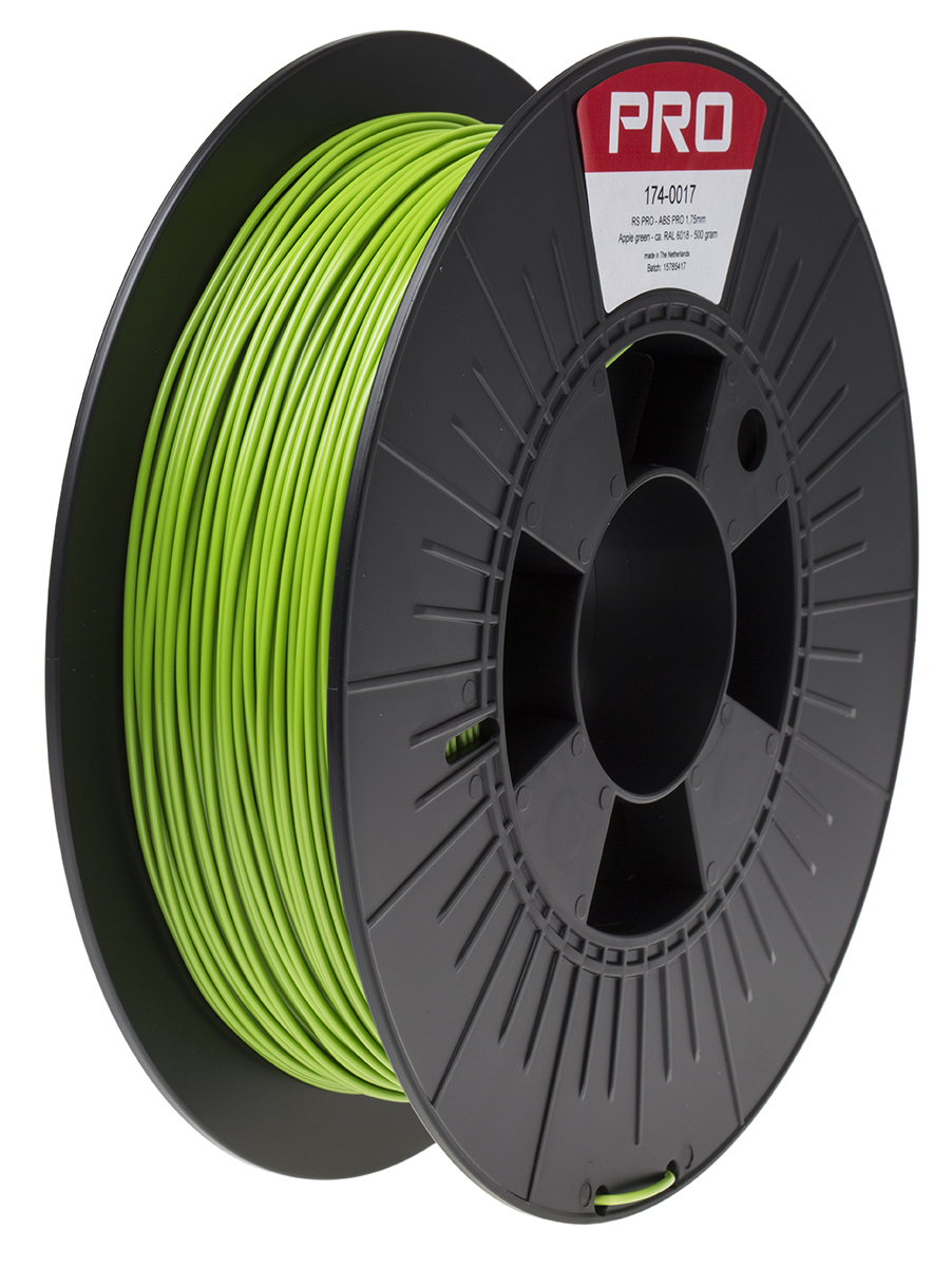 RS PRO 1.75mm Green ABS-X 3D Printer Filament, 500g