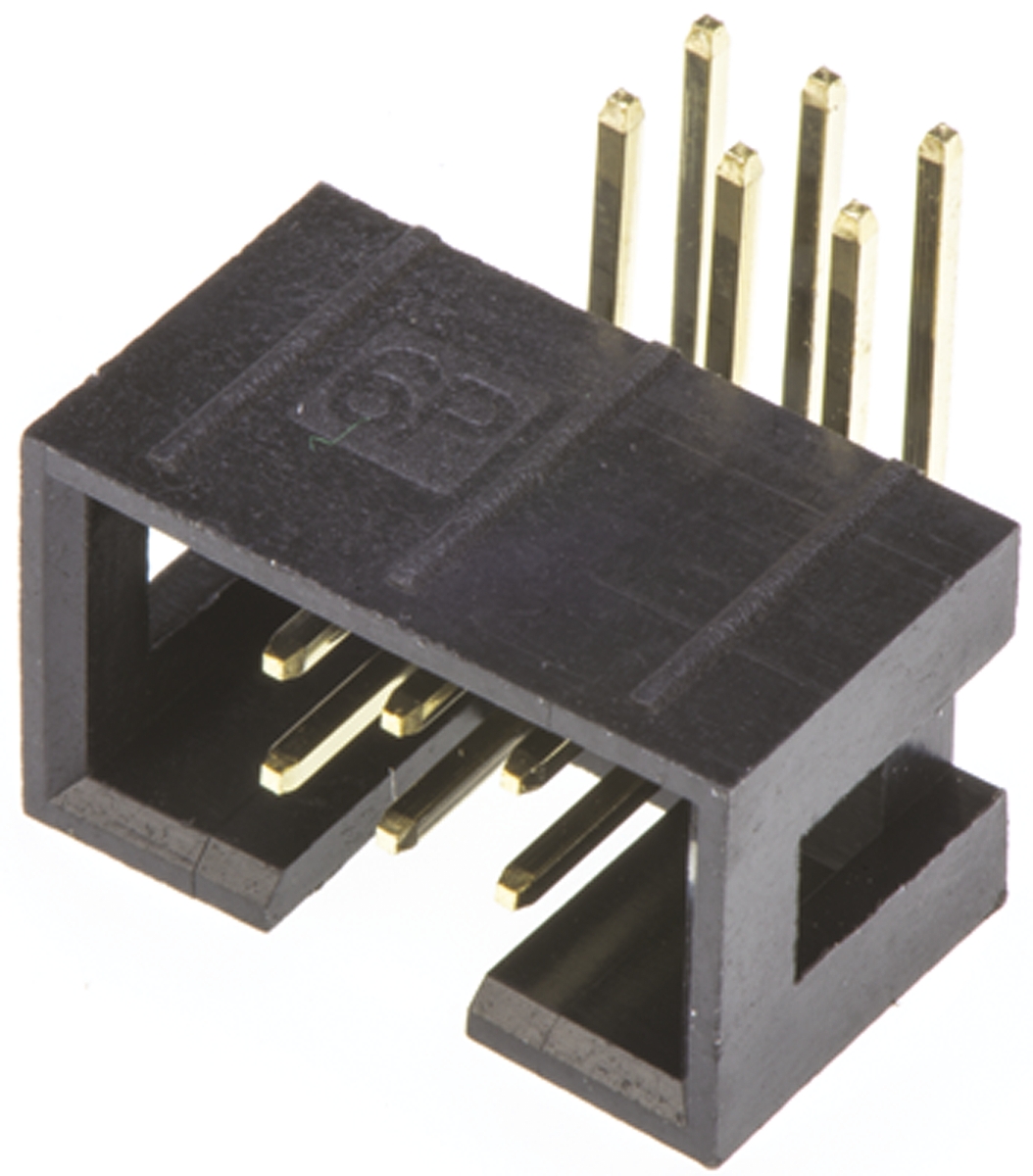 Amphenol Communications Solutions T821 Series Right Angle Through Hole PCB Header, 6 Contact(s), 2.54 mm Pitch, 2 Row,