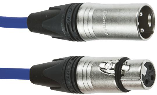 Van Damme Male 3 Pin XLR to Female 3 Pin XLR  Cable, Blue, 5m