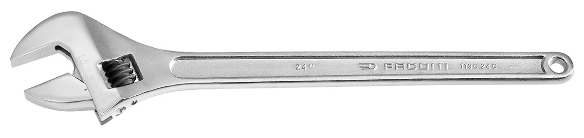 Facom Adjustable Spanner, 612 mm Overall, 62mm Jaw Capacity, Metal Handle