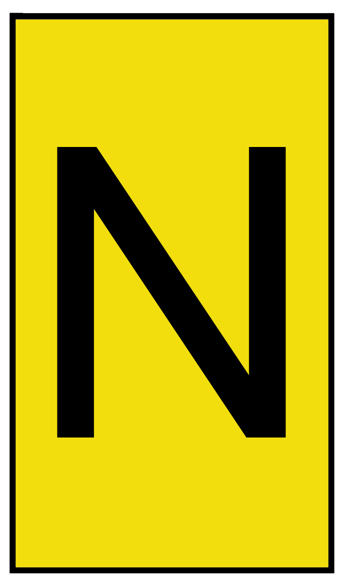 HellermannTyton Ovalgrip Slide On Cable Markers, Black on Yellow, Pre-printed "N", 2.5 → 6mm Cable, 901-10465