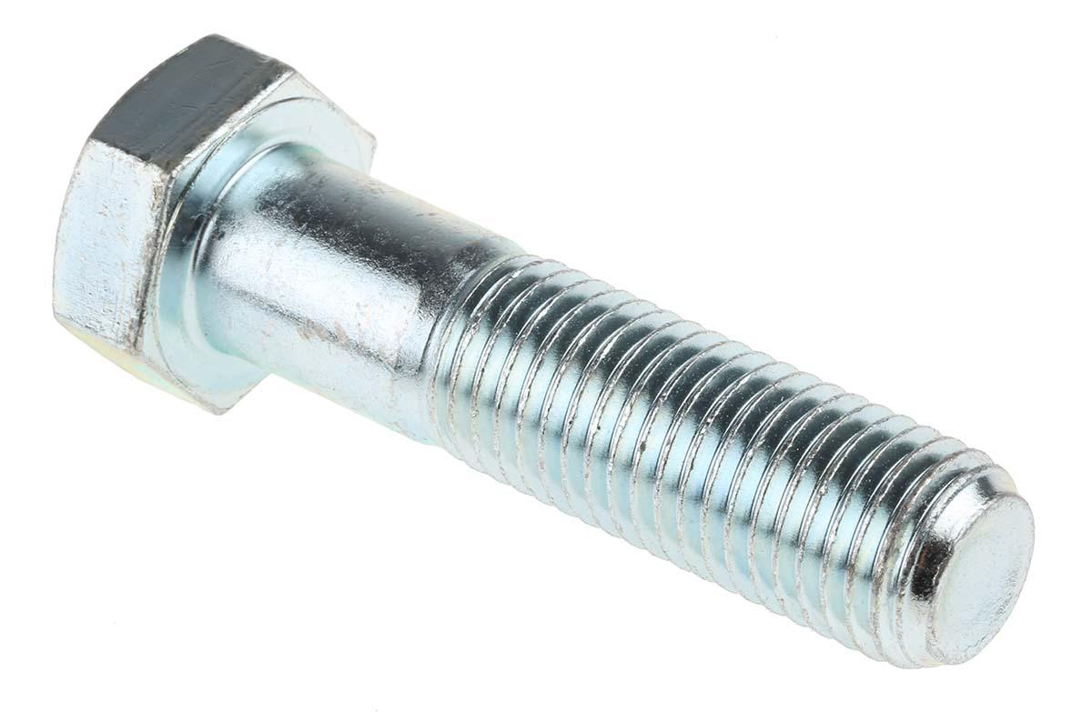 RS PRO Bright Zinc Plated Steel, Hex Bolt, M20 x 80mm
