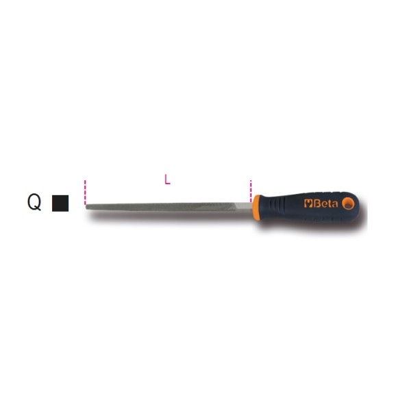 BETA 200mm, Second Cut, Square Engineers File With Soft-Grip Handle