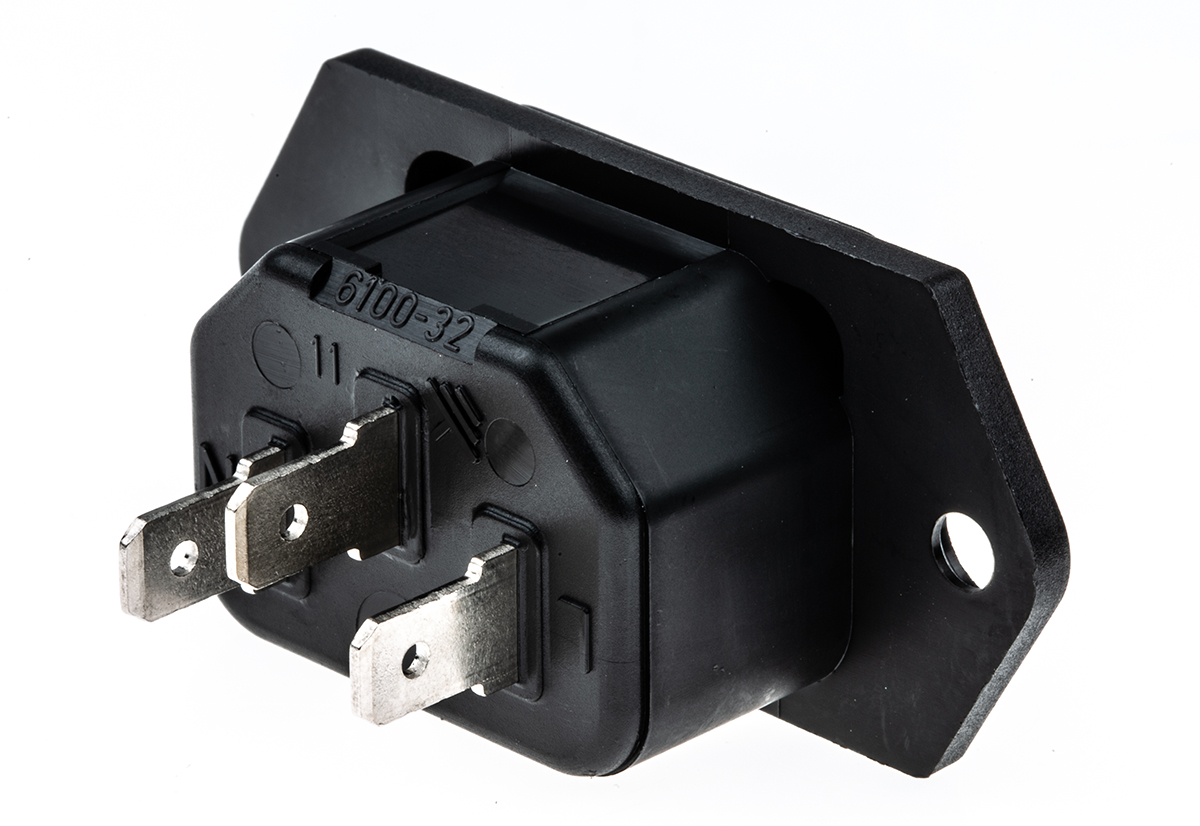 Schurter C14 Panel Mount IEC Connector Male, 15A, 250 V