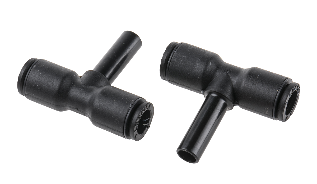 Legris LF3000 Series Tee Tube-to-Tube Adaptor Push In 6 mm, Push In 6 mm to Push In 6 mm, Tube-to-Tube Connection Style