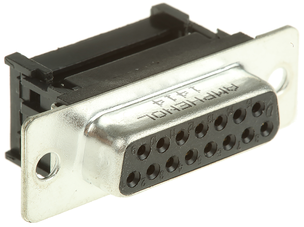 Amphenol Communications Solutions DFR 15 Way Right Angle Cable Mount D-sub Connector Socket, 2.74mm Pitch