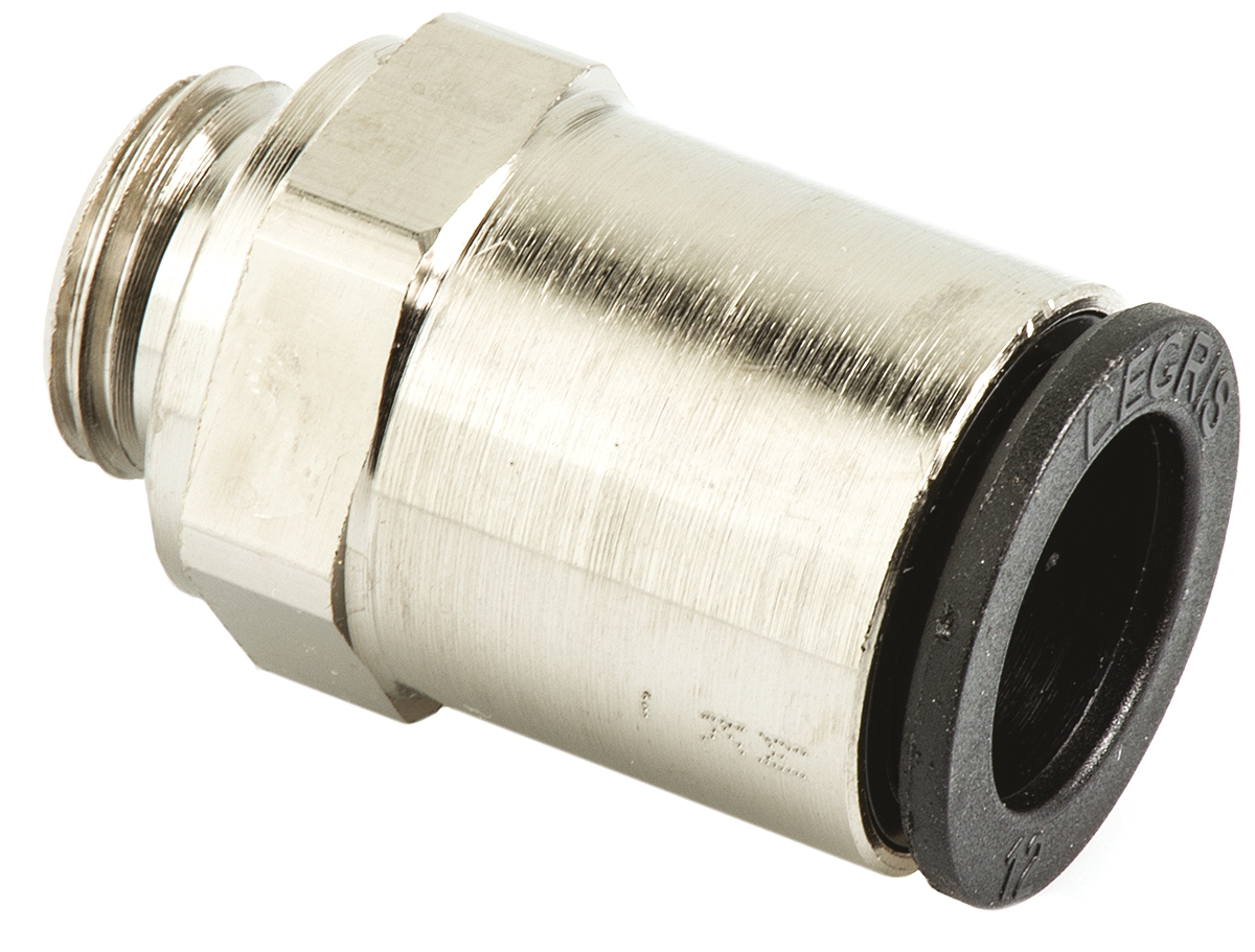 Legris LF3000 Series Straight Threaded Adaptor, G 1/4 Male to Push In 12 mm, Threaded-to-Tube Connection Style