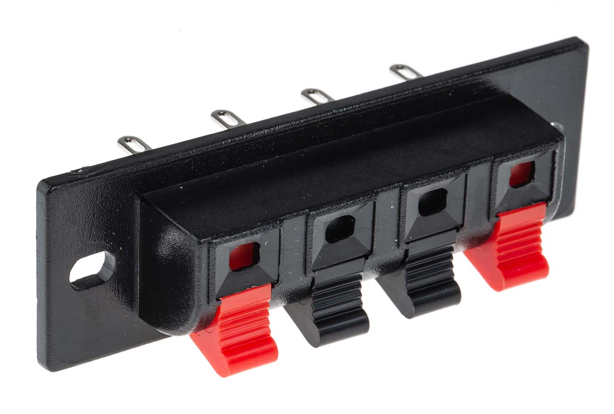 RS PRO Panel Mount Speaker Terminal Socket, 4 Way, 3ABlack, Quick Connect Termination