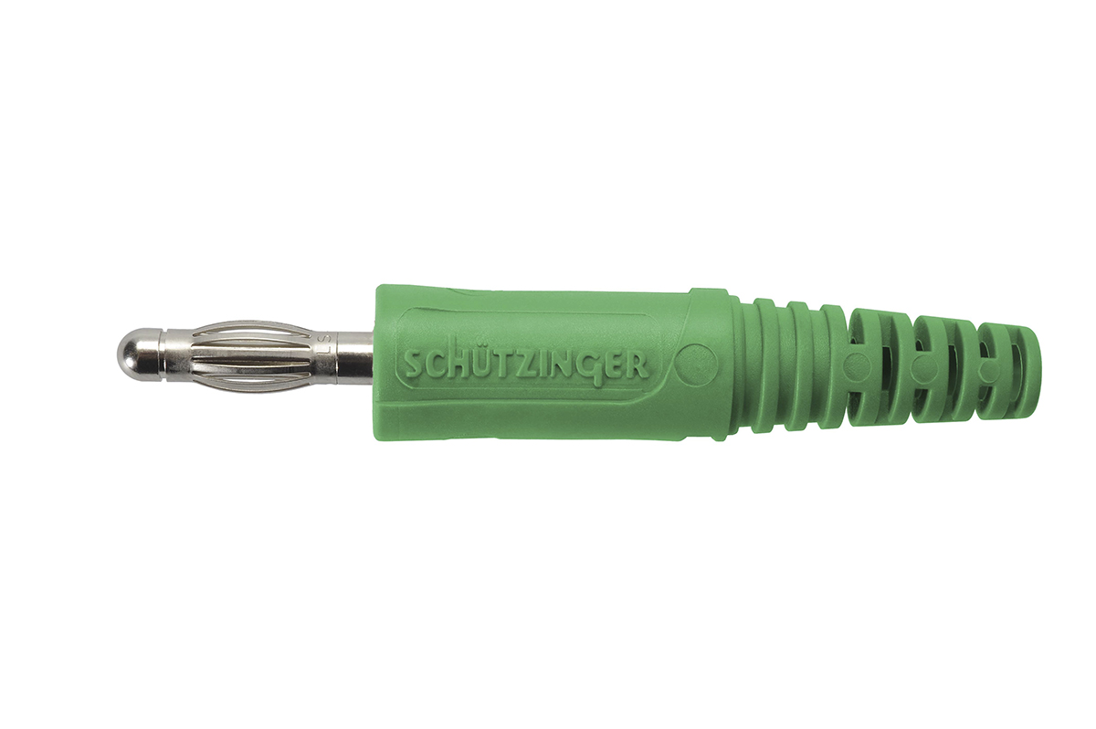 Schutzinger Green Male Banana Plug, 4 mm Connector, Screw Termination, 32A, 33 V ac, 70V dc, Nickel Plating