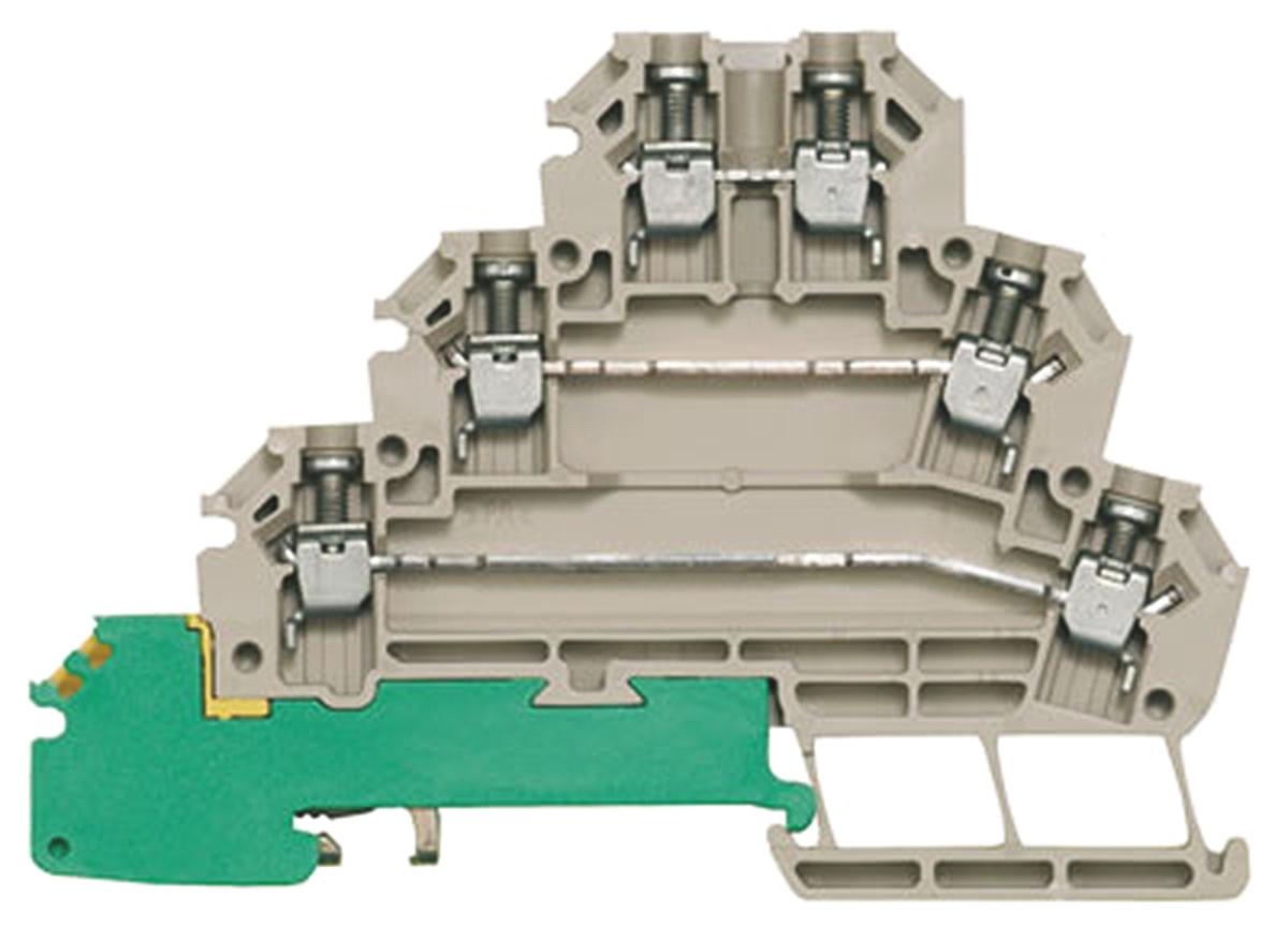 Weidmuller W Series Brown DIN Rail Terminal Block, 0.5 → 4mm², Quadruple-Level, Screw Termination