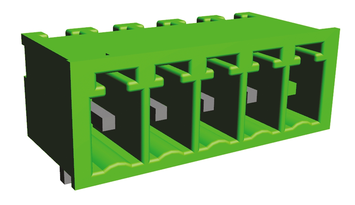 TE Connectivity, 3.5mm Pitch, Buchanan, 5 Way, , Pluggable Terminal Block, Header, Panel Mount, Solder Termination,