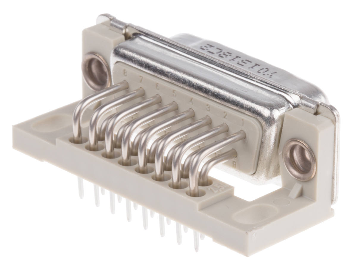 Provertha TMC 15 Way Right Angle Through Hole D-sub Connector Plug, 2.84mm Pitch, with Guide Frame