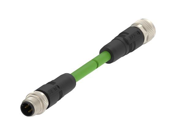 TE ConnectivityTAD1454, 2m Cat5e, Green M12 to M12 Shielded, Terminated PVC Sheath