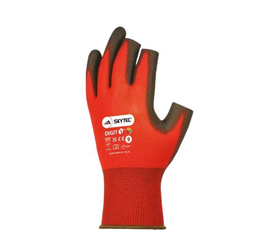 Skytec Tricolore Range Black, Red Nylon Nylon Work Gloves, Size 8, Polyurethane Coating