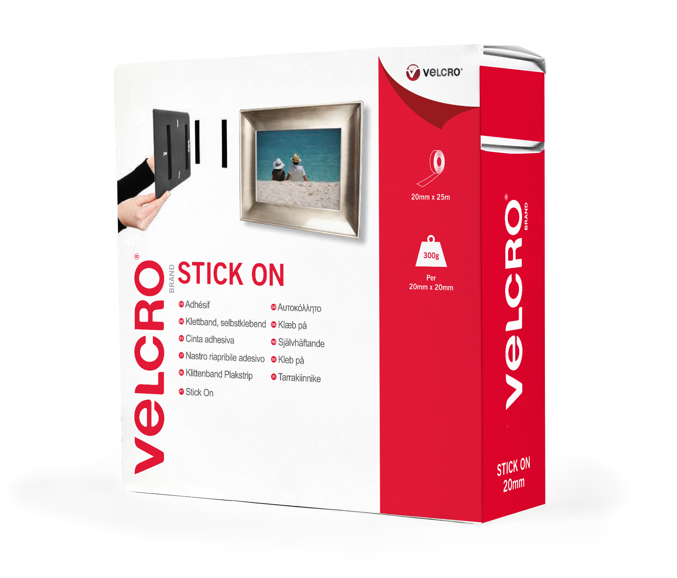 Velcro Adhesive Black Hook & Loop Tape, 20mm x 25m