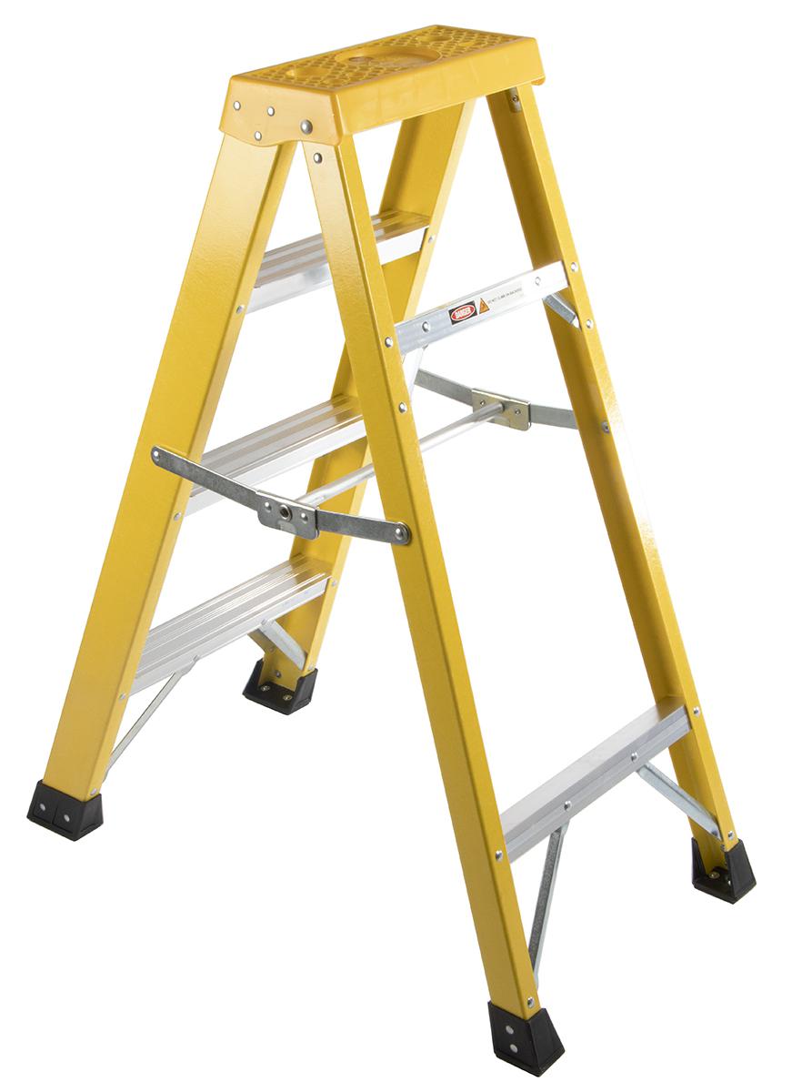 RS PRO Fibreglass 4 steps Step Ladder, 1.0m platform height