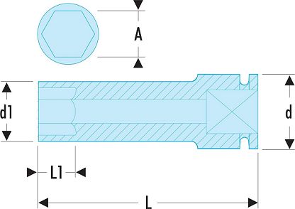 Facom 30mm, 1/2 in Drive Impact Socket, 82 mm length