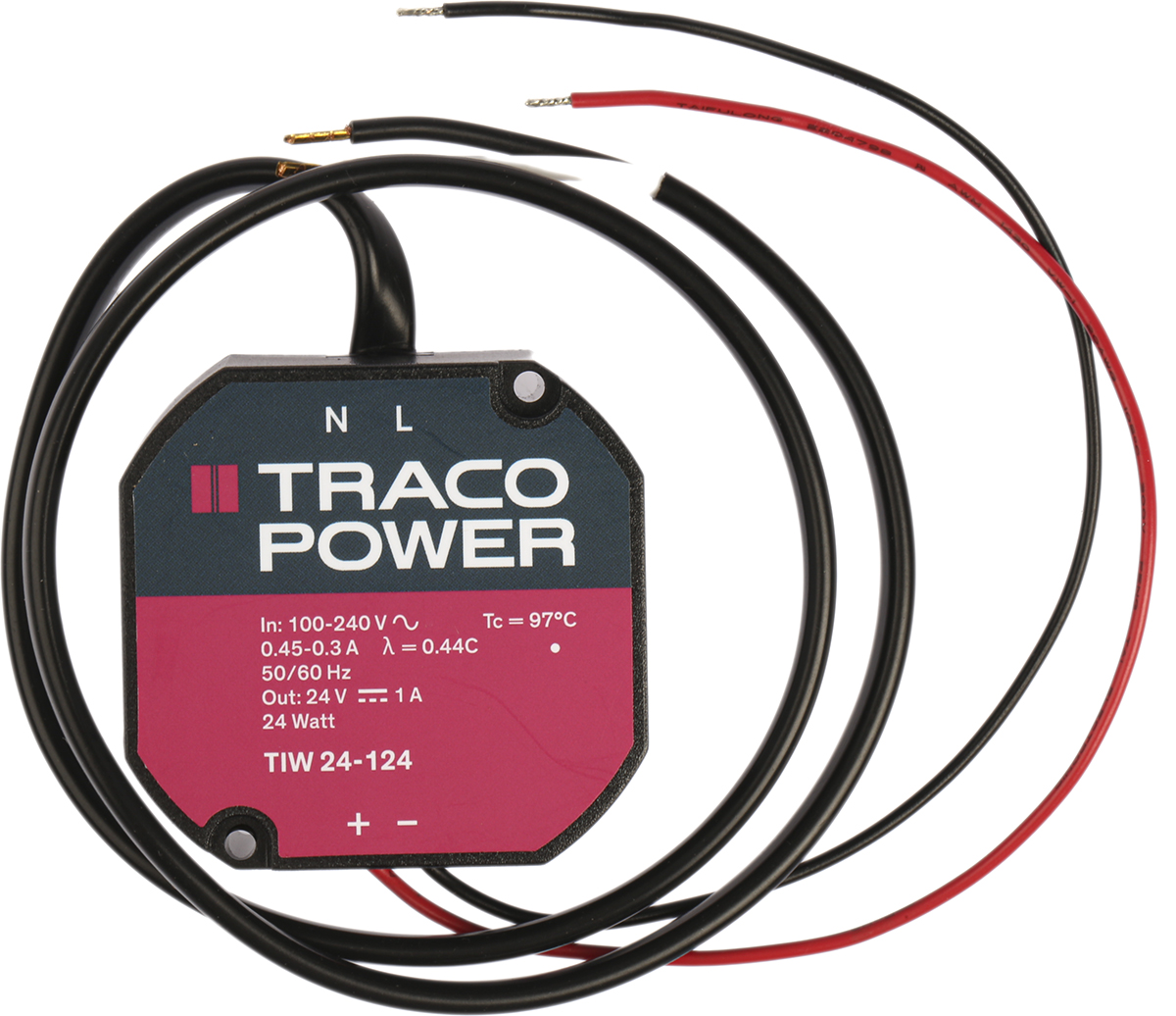 TRACOPOWER Switching Power Supply, TIW 24-124, 24V dc, 1A, 24W, 1 Output, 93 → 264V ac Input Voltage