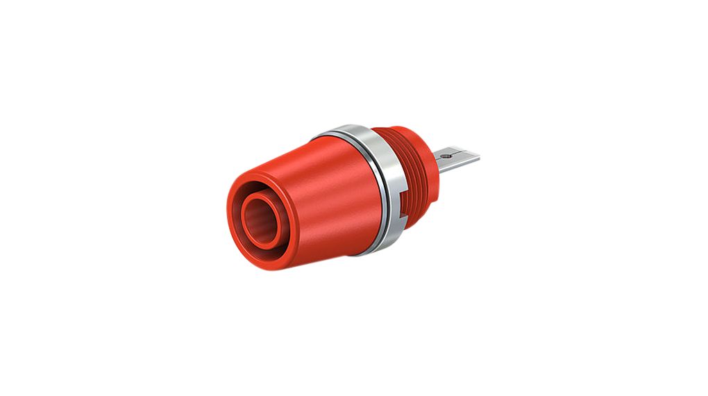 Staubli Red Socket Banana Socket, 4 mm Connector, M4 Thread Termination, 20A, 1kV, Nickel Plating
