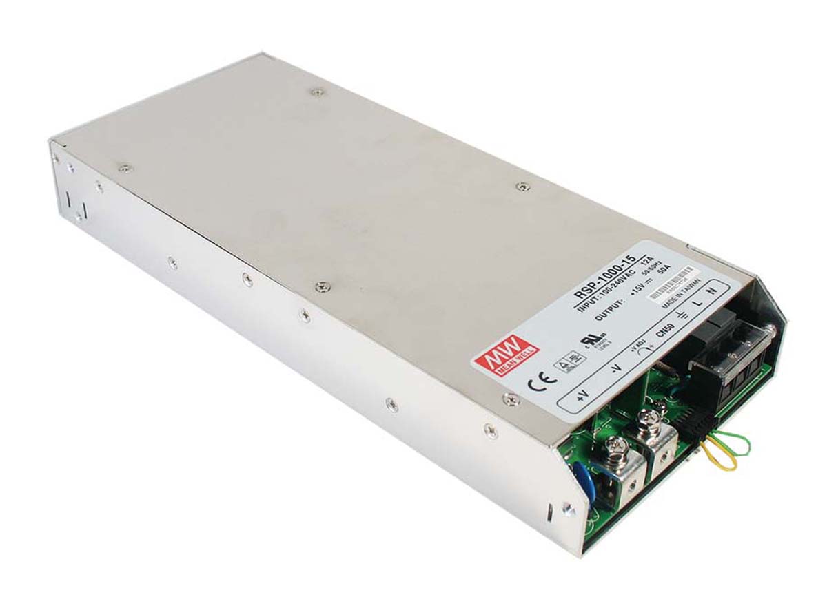 MEAN WELL Switching Power Supply, RSP-1000-27, 27V dc, 37A, 999W, 1 Output, 127 → 370 V dc, 90 → 264 V ac