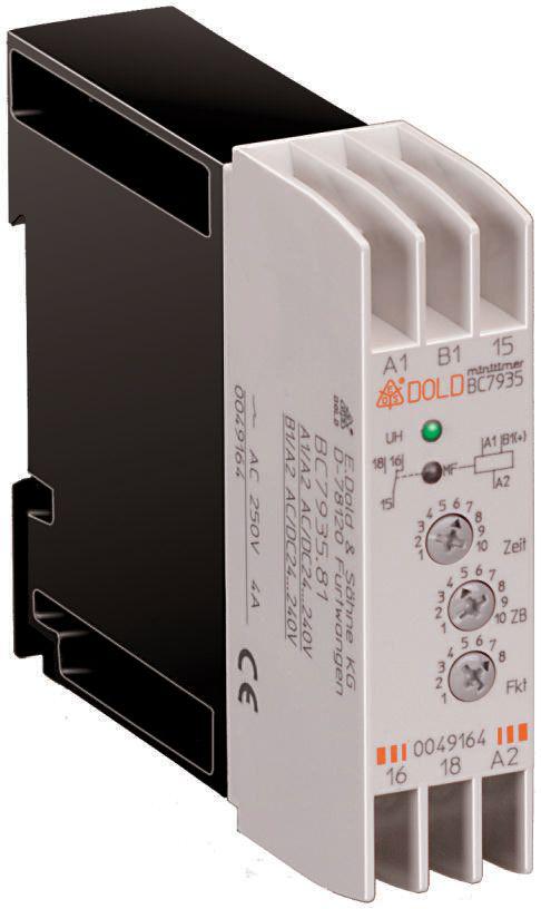 Dold BC7935N Series DIN Rail Mount Timer Relay, 24 → 240V ac/dc, 1-Contact, 0.5 → 10s, SPDT