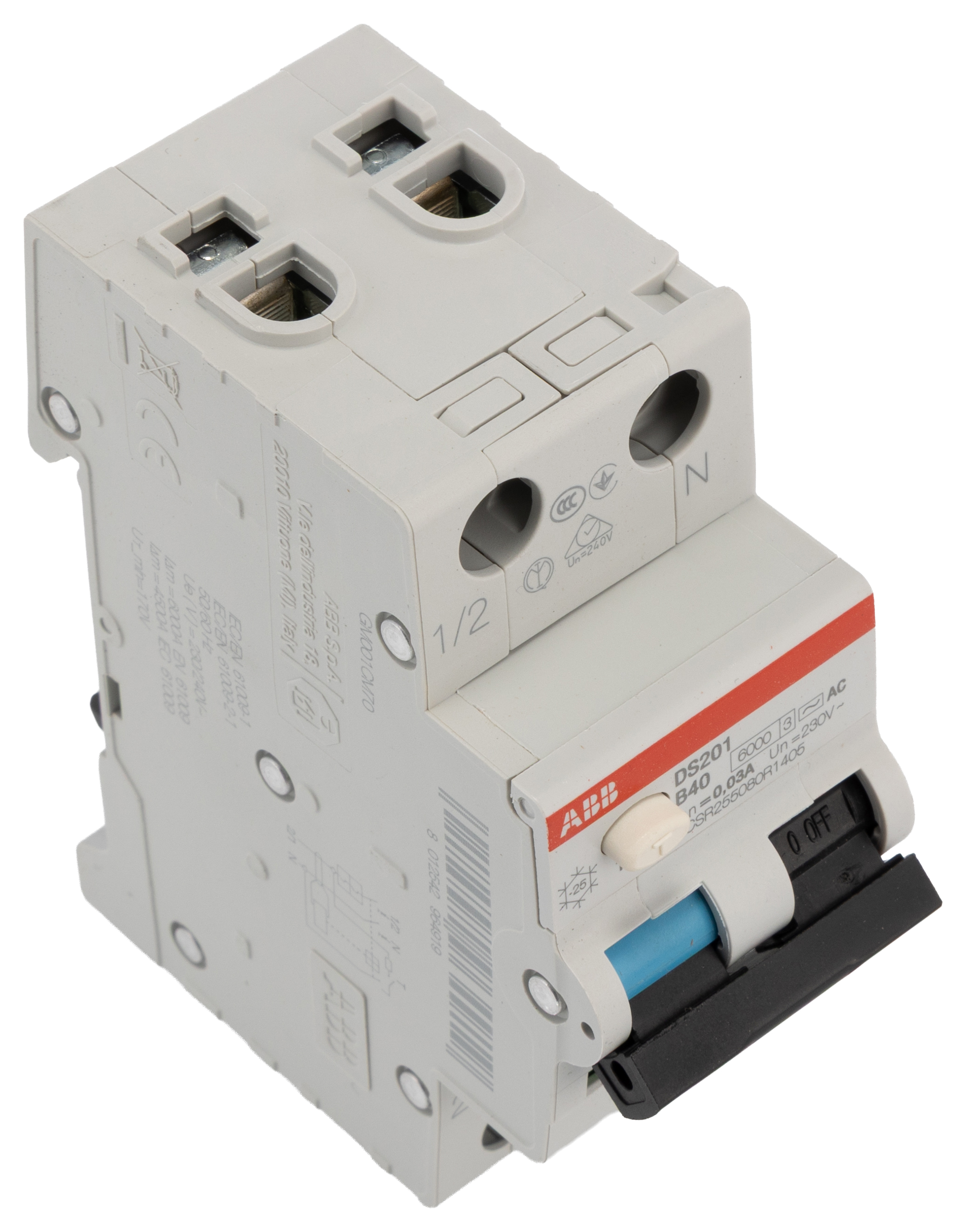 ABB RCBO, 40A Current Rating, 2P Poles, 30mA Trip Sensitivity, System Pro M Compact Range