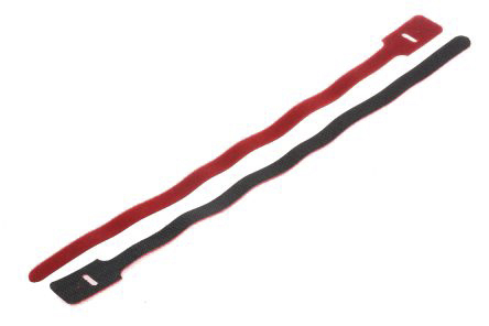 RS PRO Cable Tie, Hook and Loop, 325mm x 25 mm, Red Nylon, Pk-10