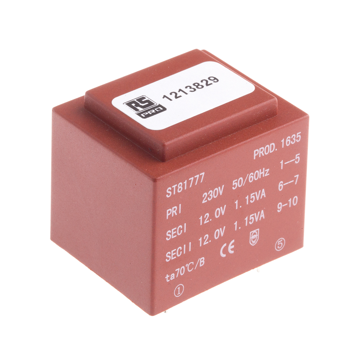 RS PRO 2 x 12V ac 2 Output PCB Mount PCB Transformer, 2.3VA