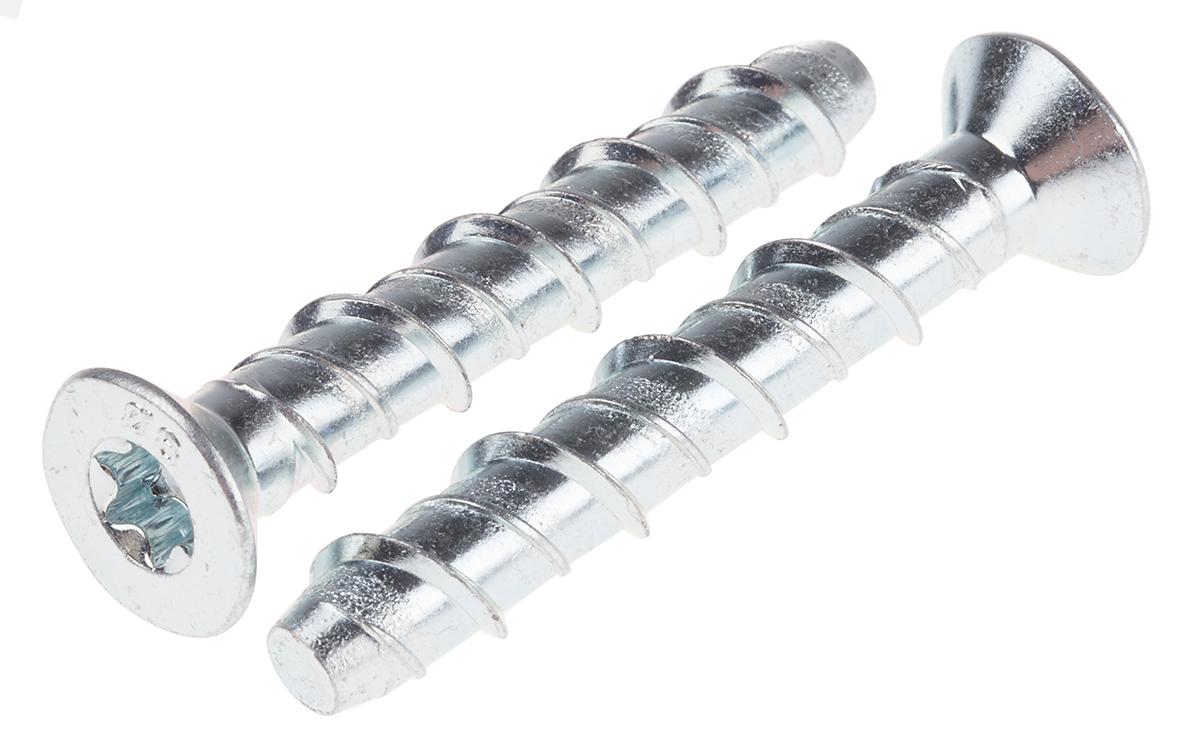 RS PRO Carbon Steel Anchor Bolt M8 x 60mm, 8mm Fixing Hole