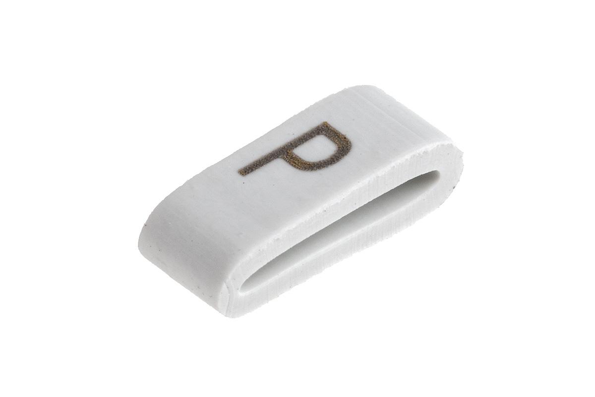 HellermannTyton HODS85 Slide On Cable Markers, Black on White, Pre-printed "P", 1.8 → 6.3mm Cable, 531-07876