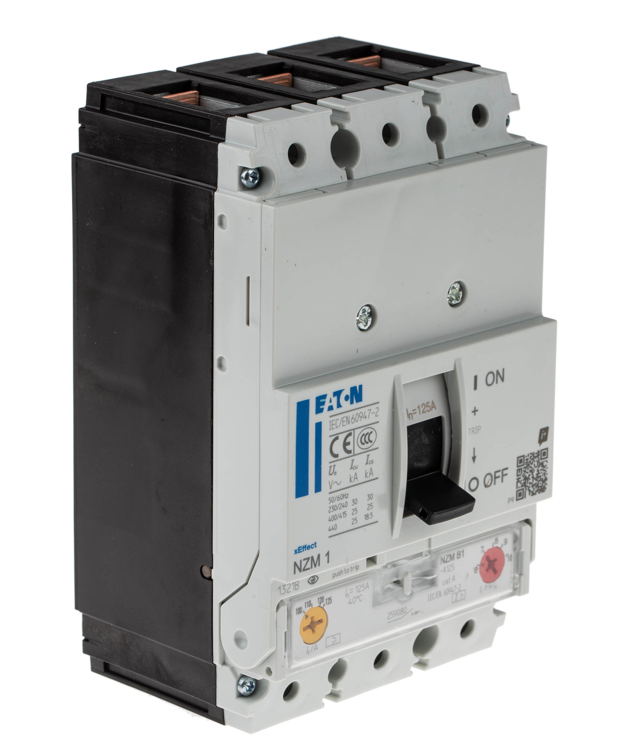 Eaton, xEnergy MCCB 3P 125A, Breaking Capacity 25 kA, Fixed Mount