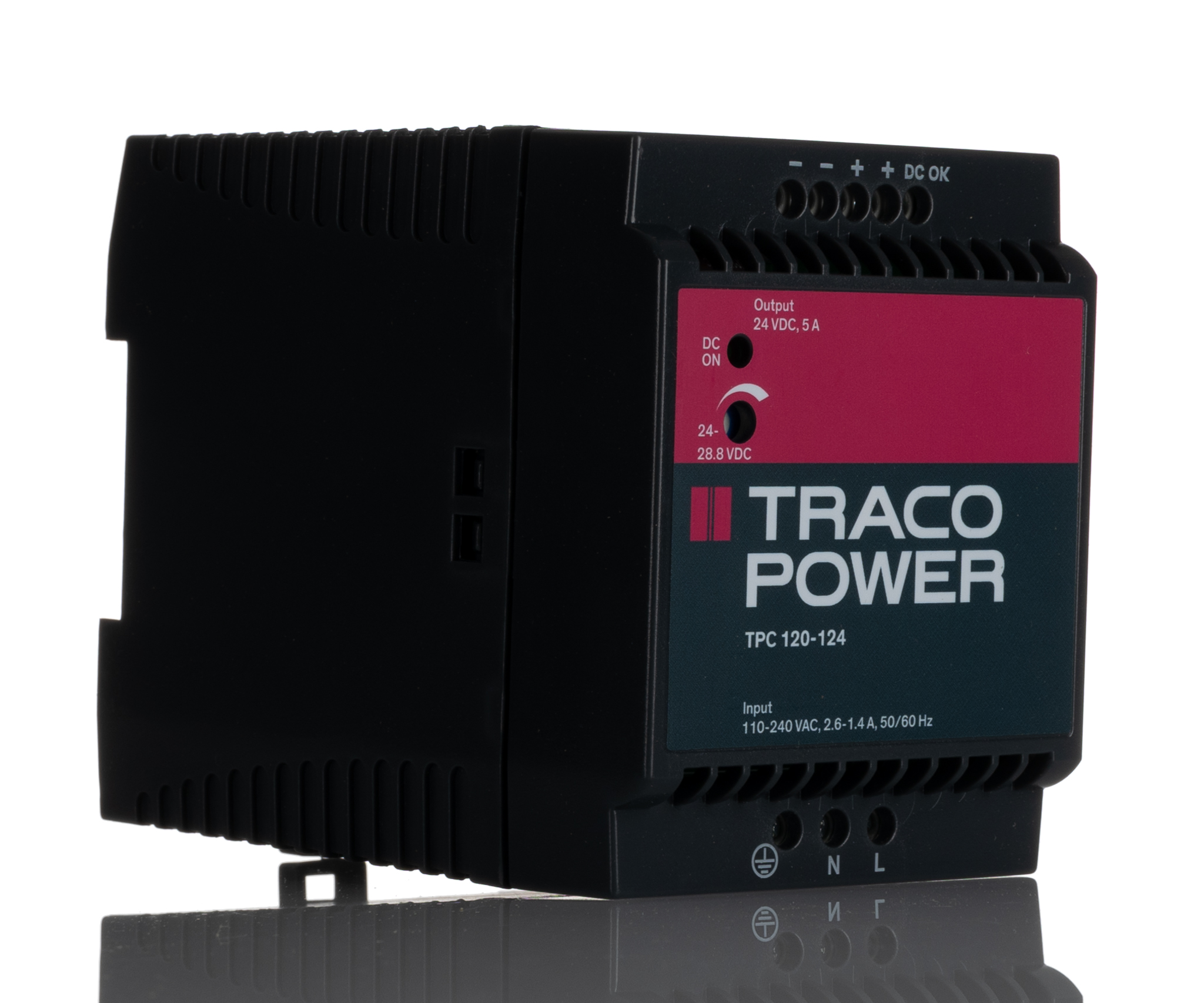 TRACOPOWER TPC Switched Mode DIN Rail Power Supply, 85 → 264 V ac / 90 → 375V dc ac, dc Input, 24V dc dc