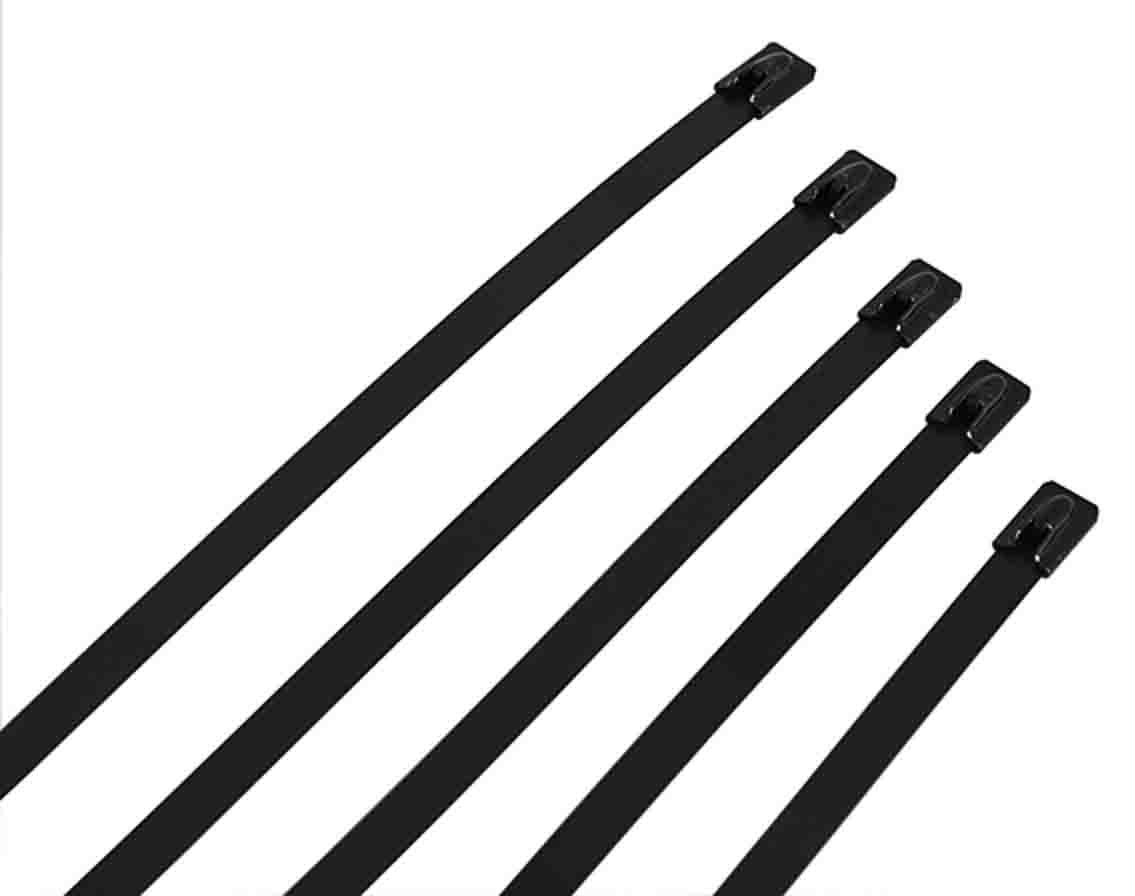 RS PRO Cable Tie, Ball Lock, 360mm x 7.9 mm, Black 316 Stainless Steel, Pk-100