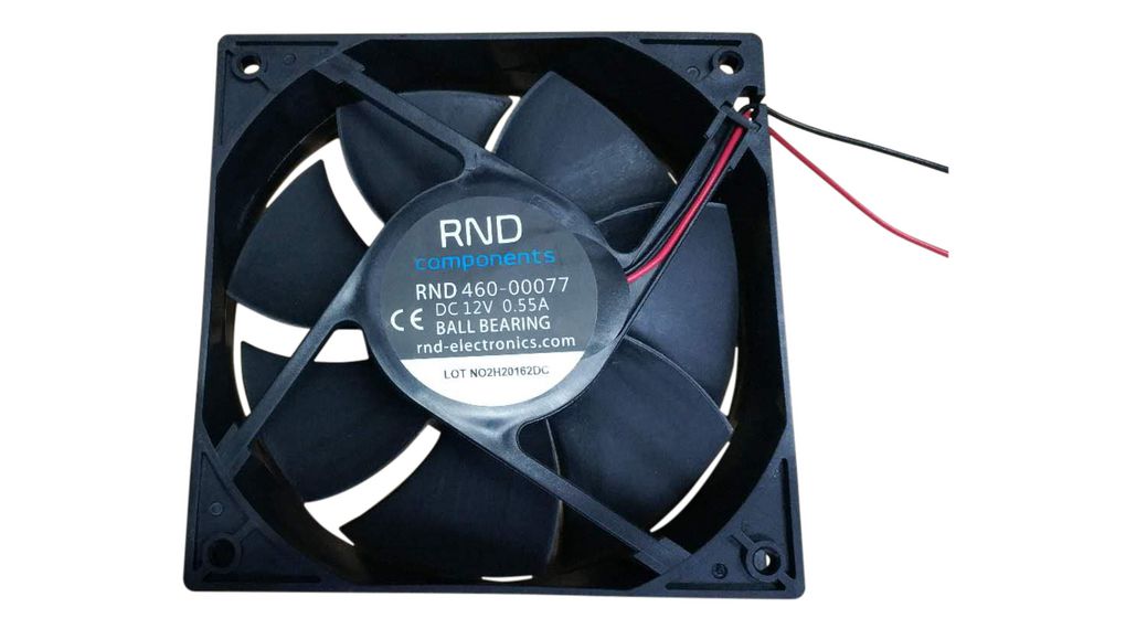 RND Axial Fan, 12 V dc, dc Operation, 114.8cfm, 6.6W, 550mA Max, 120 x 120 x 25mm